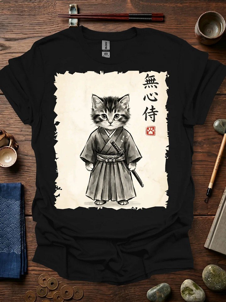 Gray Samurai Cat T-Shirt product image (11)
