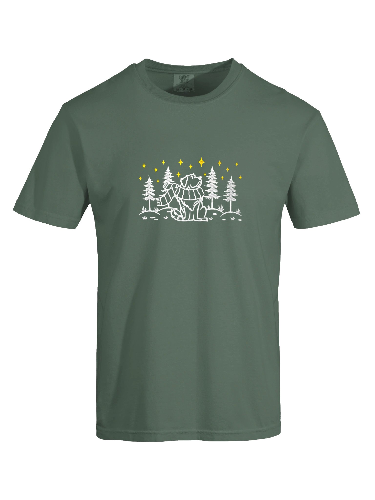 Newfoundland Winter/Christmas Line Art Design Embroidered T-Shirt product image (13)