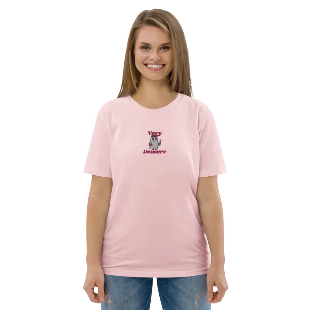 Very Demure Cute Ghost Embroidered Organic Cotton Regular Fit T-Shirt product image (25)