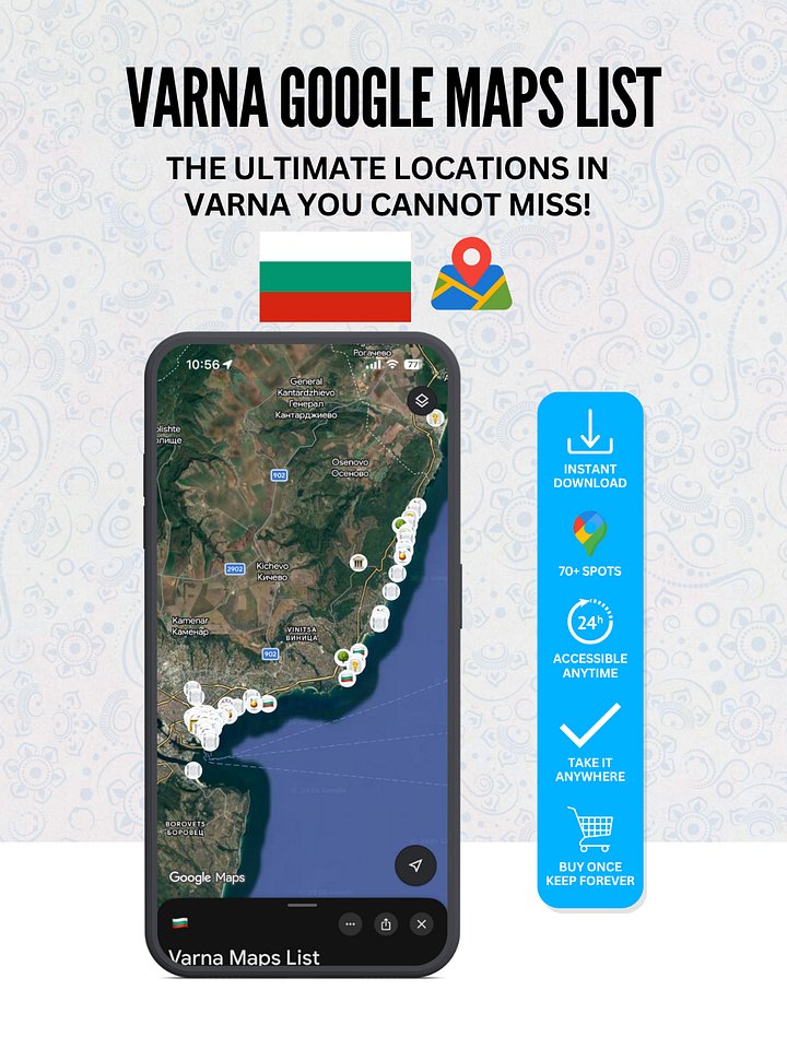 Varna: 70+ Best Locations (Instant Google Maps Digital List) product image (1)