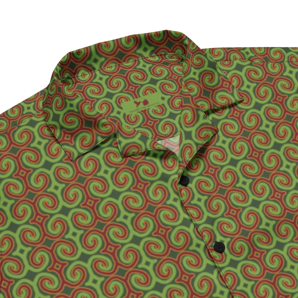 Red & Green Christmas Swirl Oversized Button-Down Shirt product image (3)