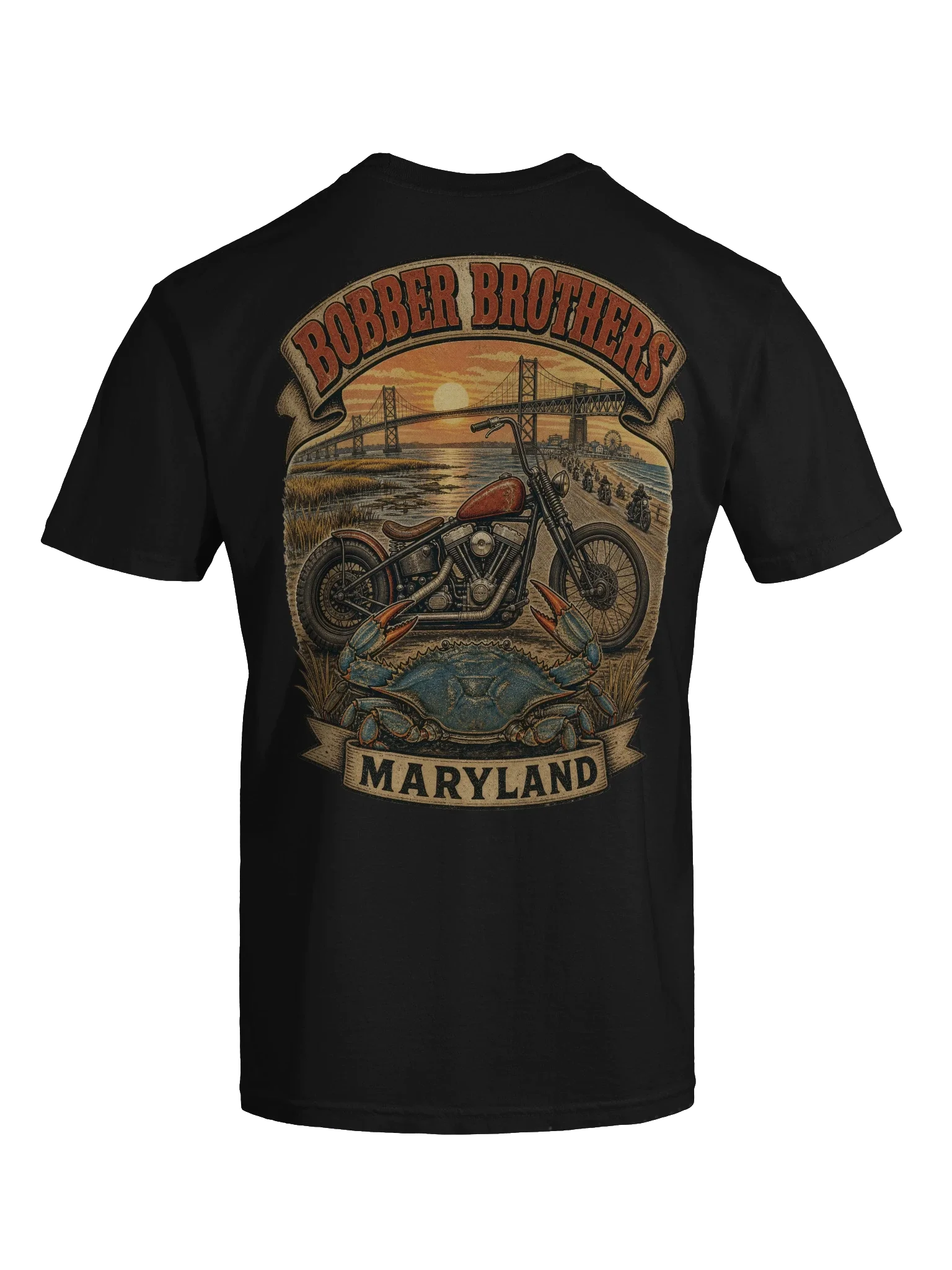 Maryland motorcycle t-shirt design by Bobber Brothers