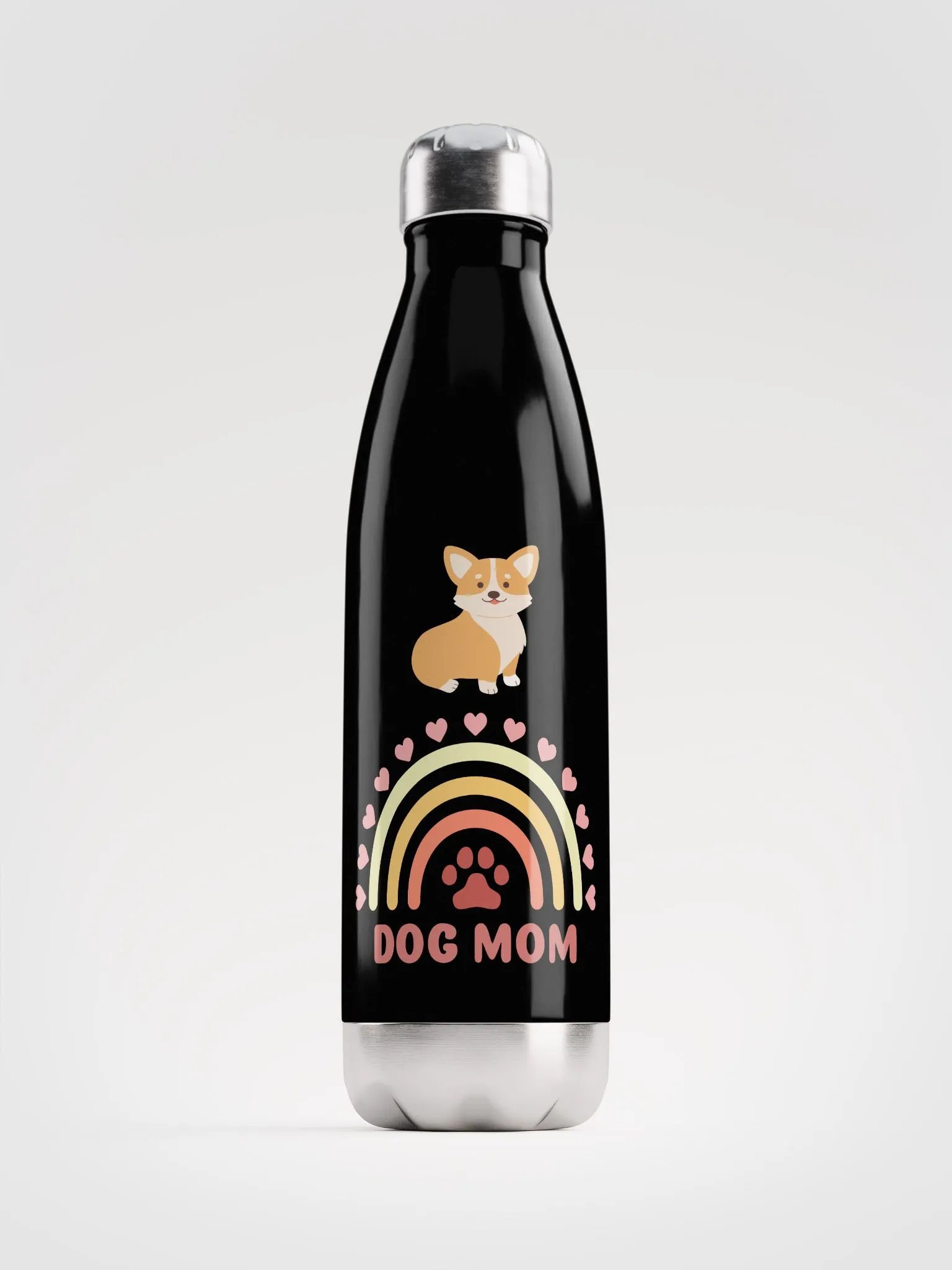 Rainbow Corgi Dog Mom Stainless Steel Water Bottle product image (1)