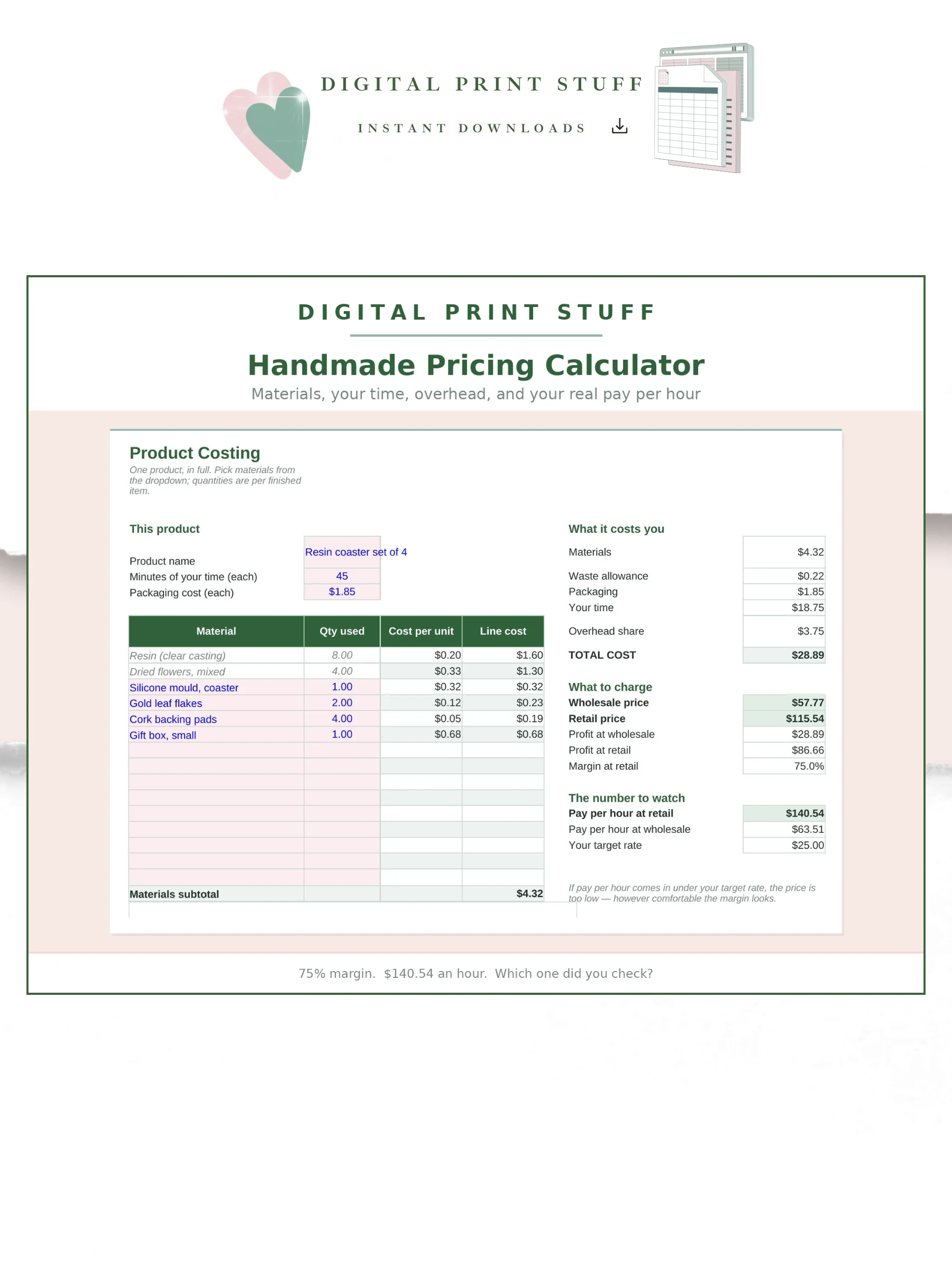 Handmade Business Bundle | Pricing Calculator + Schedule C Bookkeeping Tracker | Craft Business Spreadsheets product image (1)
