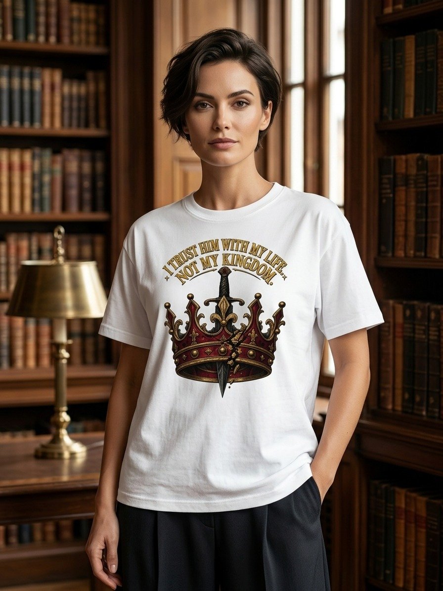 I Trust Him With My Life Not My Kingdom Romantasy Crown Shirt product image (5)