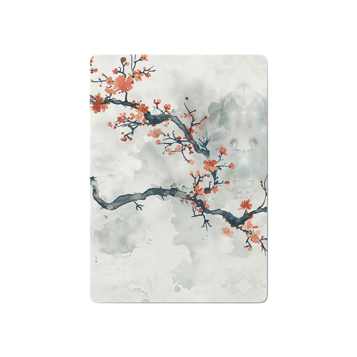 Japanese Sumi-e Cherry Blossom Playing Cards | Watercolor Sakura Poker Deck product image (2)