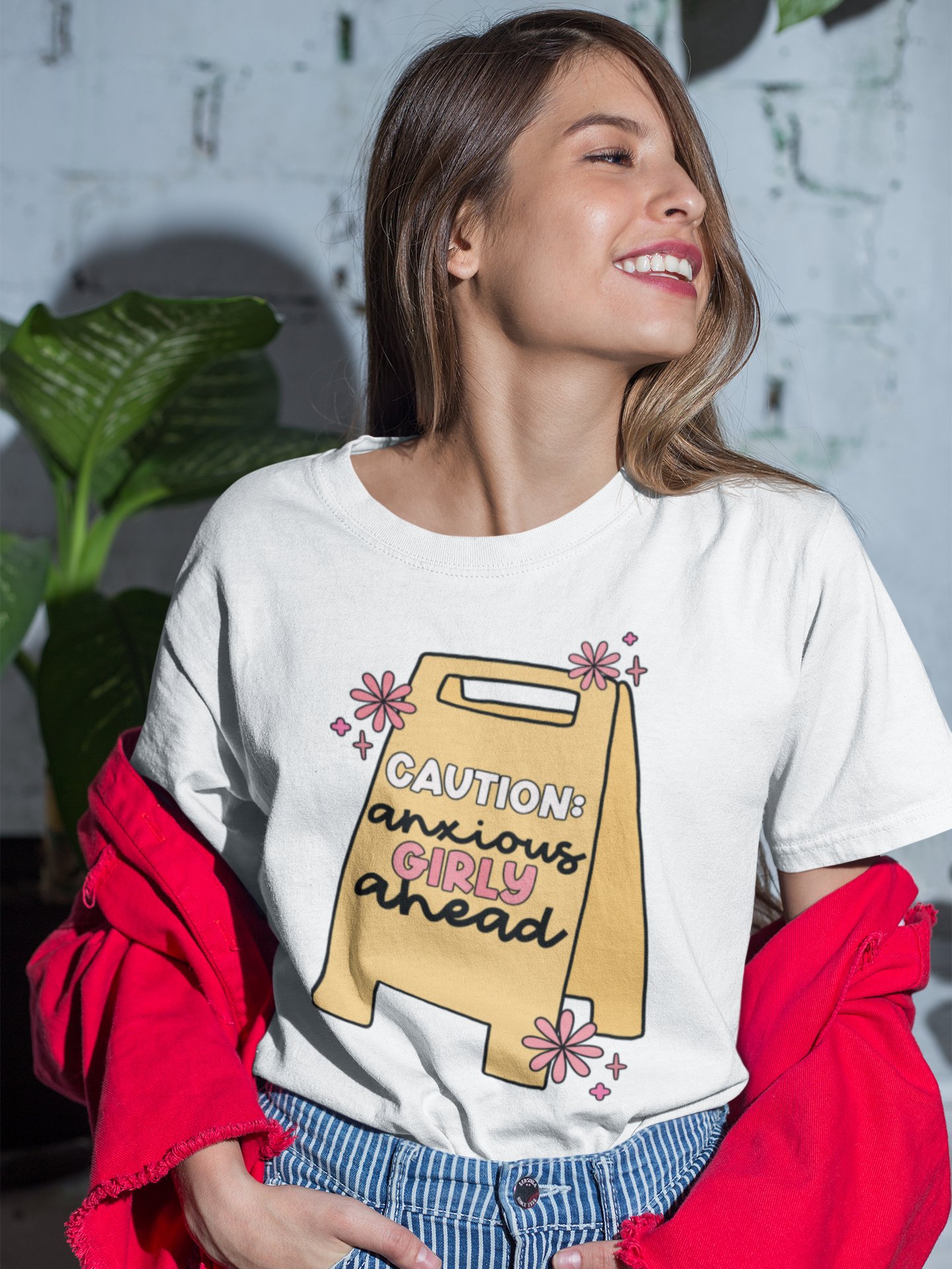 Caution Anxious Girly Ahead – Owning Anxiety With Confidence Unisex T-Shirt product image (3)