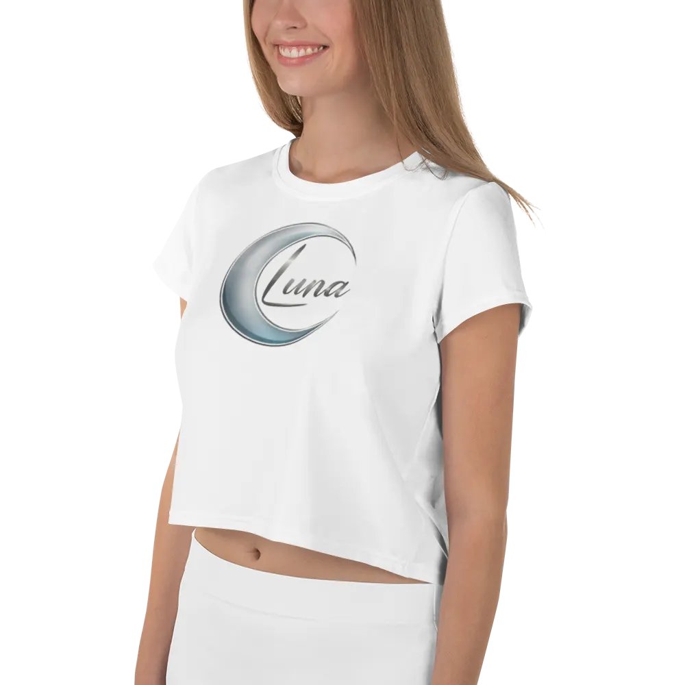 Luna Women's Crop Top - Stylish White Crescent Moon Design product image (9)