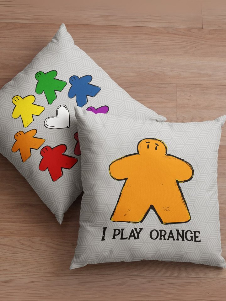 I Play Orange Meeple Rainbow Pillow product image (1)