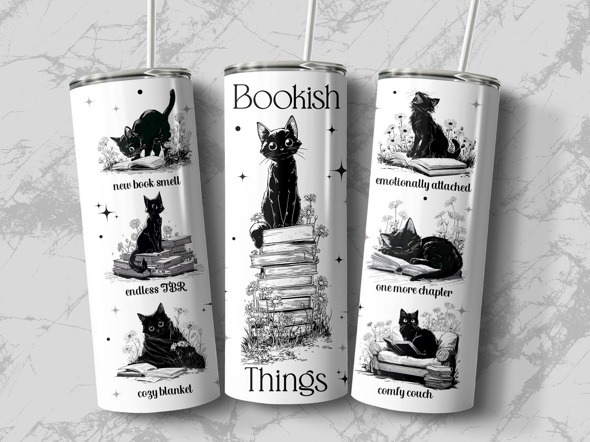 Mystical Cat Tumbler PNG 20oz Witchy Black Cat Tumbler Full Wrap PNG, 20 oz Seamless Sublimation Design, Instant Digital Download product image (3)