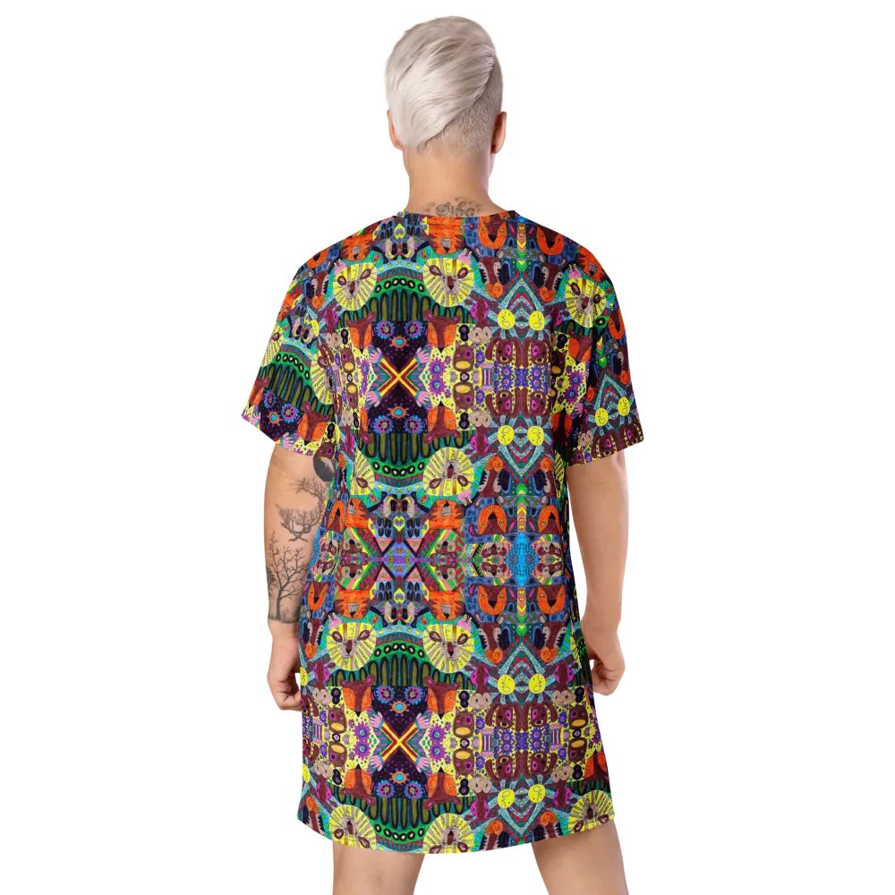 Abstract Doodle Art Animals Ladies T Shirt Dress product image (10)