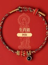 2025年八大守护神手绳手工编织纳米微雕投影石本命年红绳批发蛇年 product image (3)