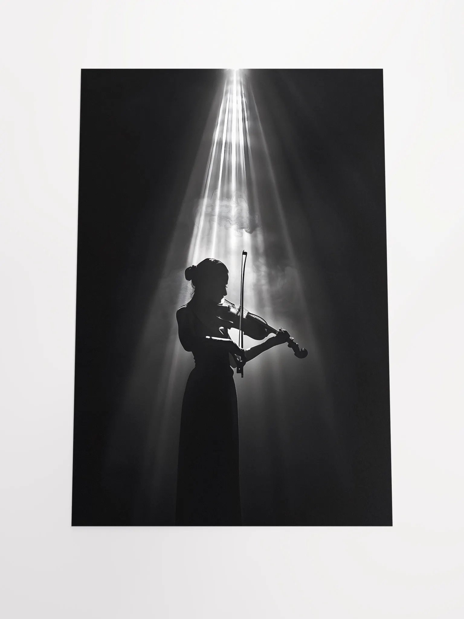 Dramatic violinist silhouette under spotlight glow product image (1)