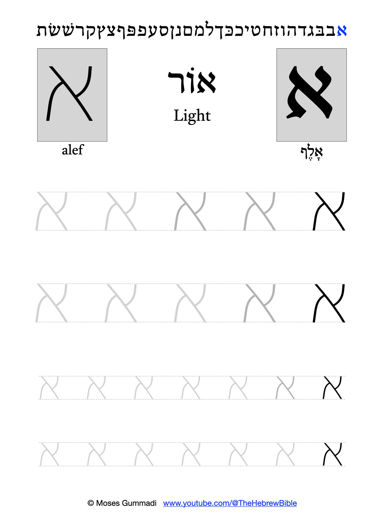 Hebrew Alphabet Writing Practice (Printable Sheets) product image (1)