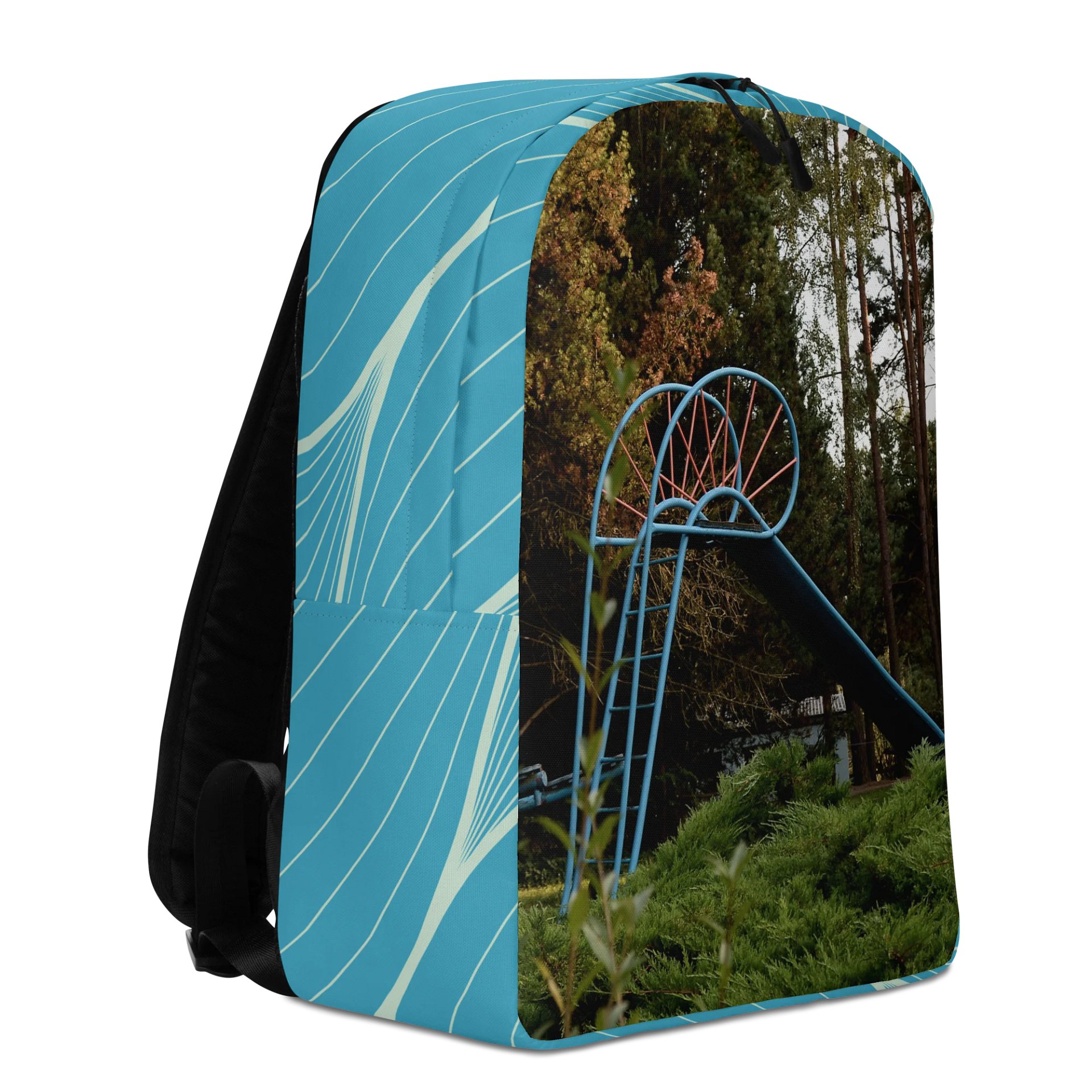 Design-backpack - Abandoned, nostalgic playground in the woods (Blue Design) product image (5)