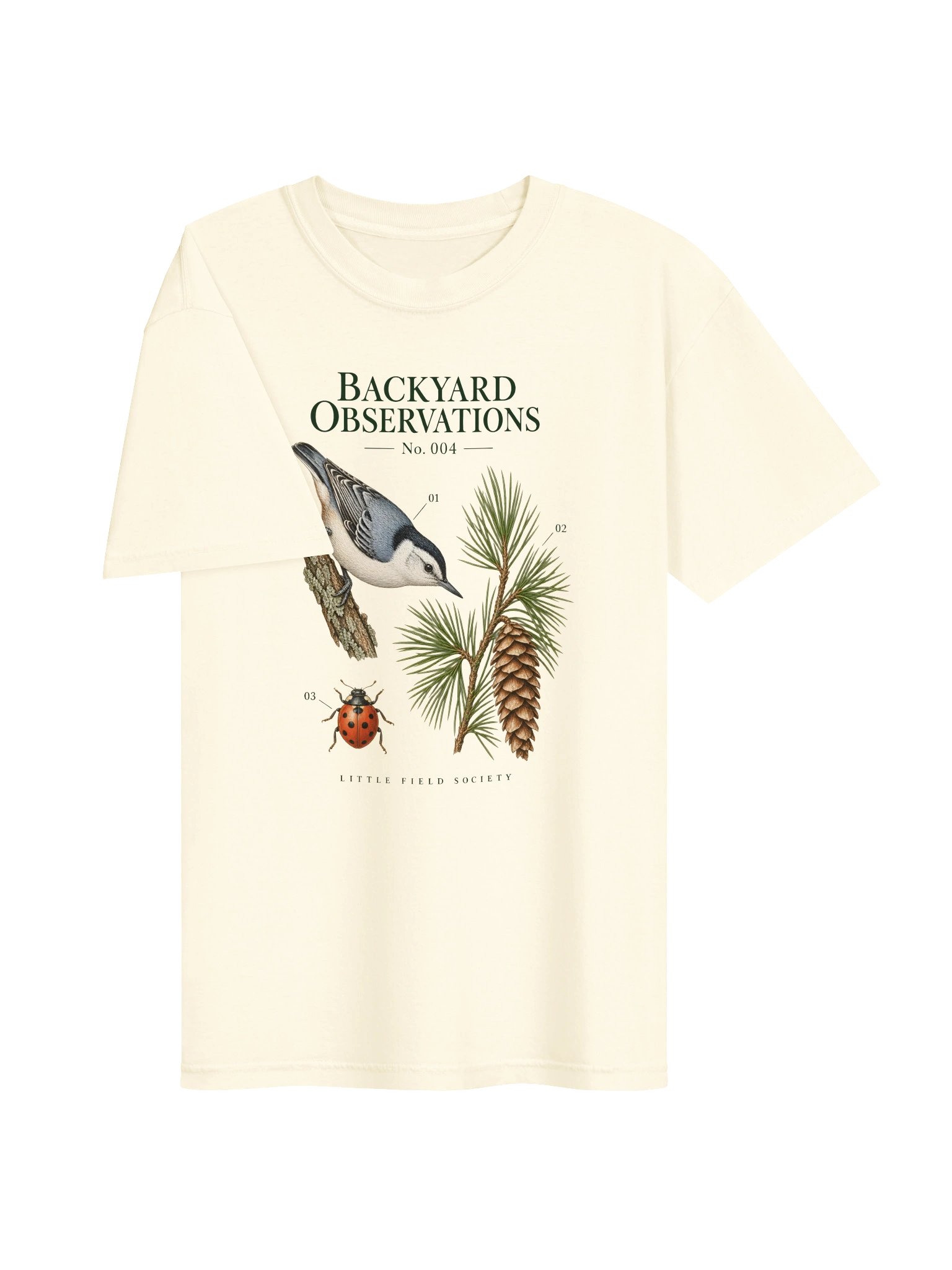 Backyard Observations No. 004 — Nuthatch & Pine T-Shirt product image (4)