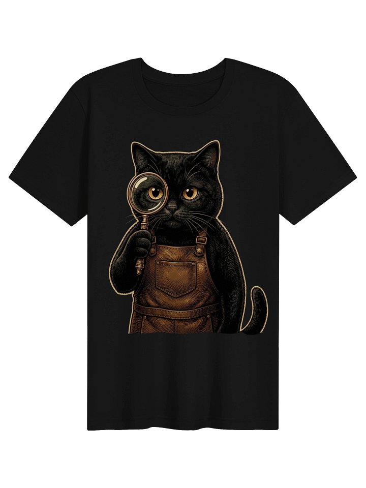 Inspector Cat Vintage Graphic Tee - Curious Black Cat Detective Shirt product image (1)