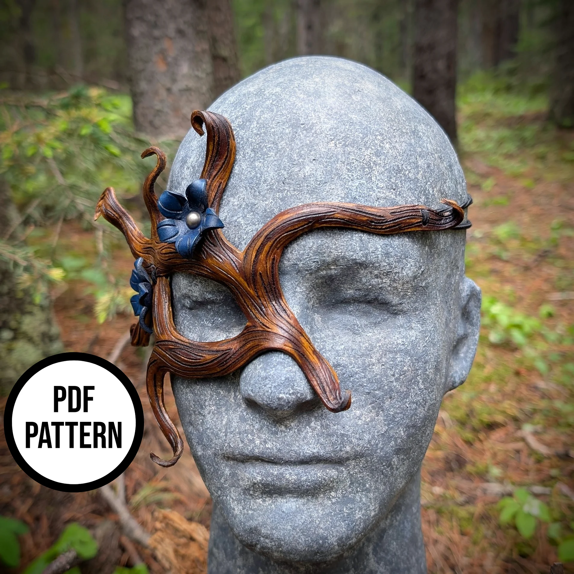 Woodland Half Mask - PDF Pattern for Leathercraft product image (3)