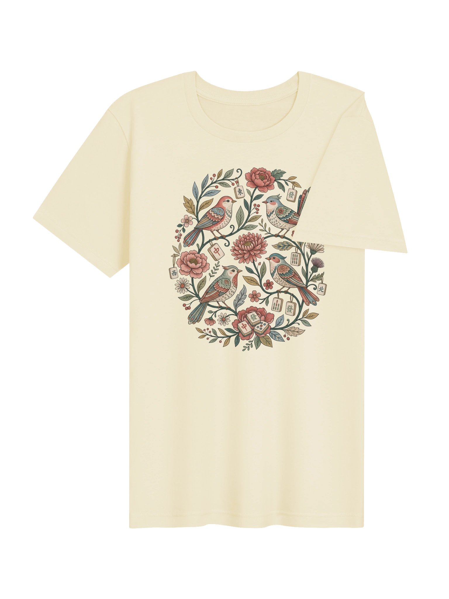 Mahjong Birds & Blooms T-Shirt | Vintage Botanical Mahjong Tee product image (30)