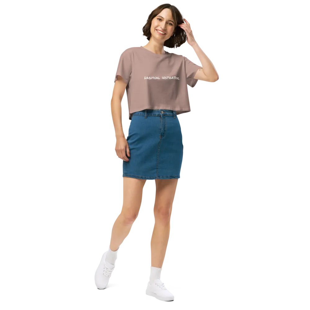 HABIUTAL INSTIGATOR (longline white design) printed cotton crop top product image (21)