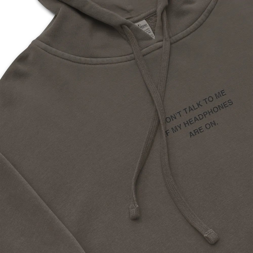 HEADPHONES ON (black) embroidered pigment hoodie product image (1)