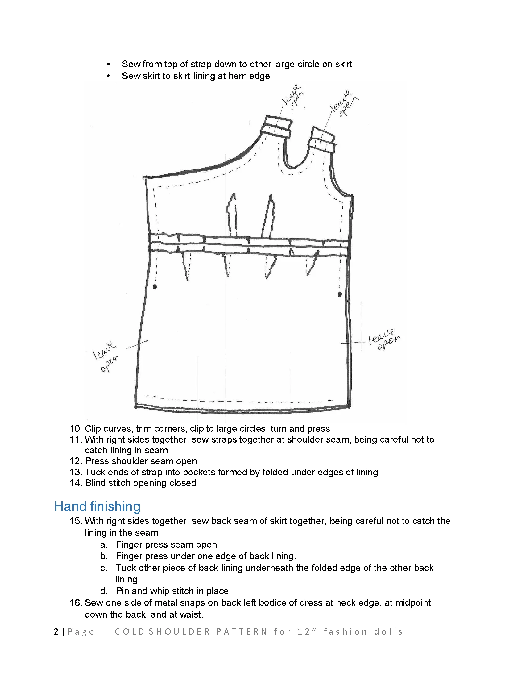 Cold Shoulder sewing pattern for 12" fashion dolls product image (3)