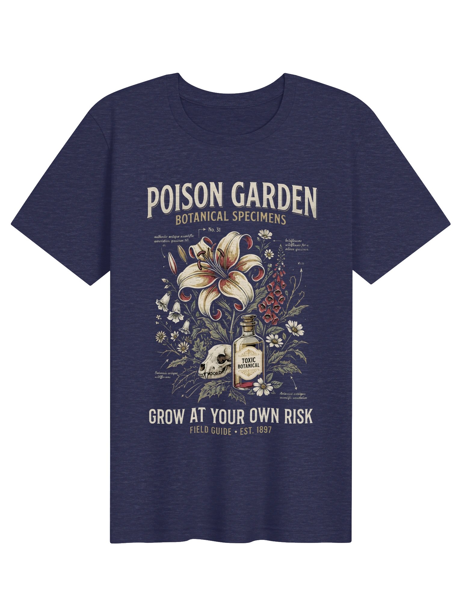 Poison Garden T-Shirt – Vintage Botanical Skull Graphic Tee, Gothic Poison Plant Shirt, Dark Academia Nature Apparel product image (51)