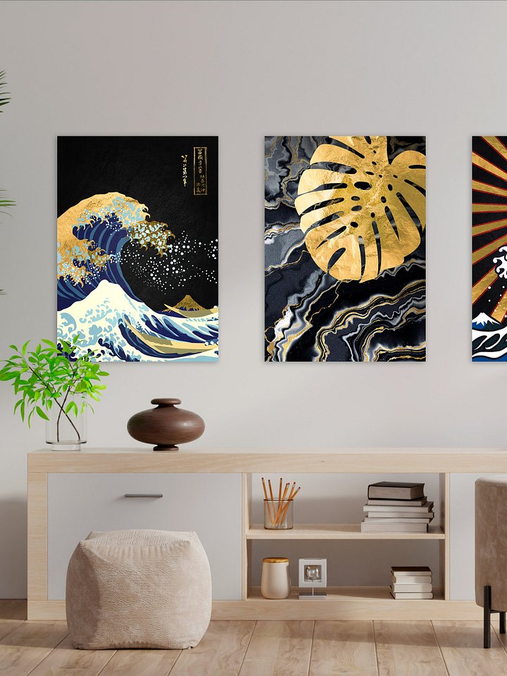 Golden Great Wave off Kanagawa #1 — Japanese golden poster, travel poster, aesthetic poster, landscape poster, wall art print product image (2)
