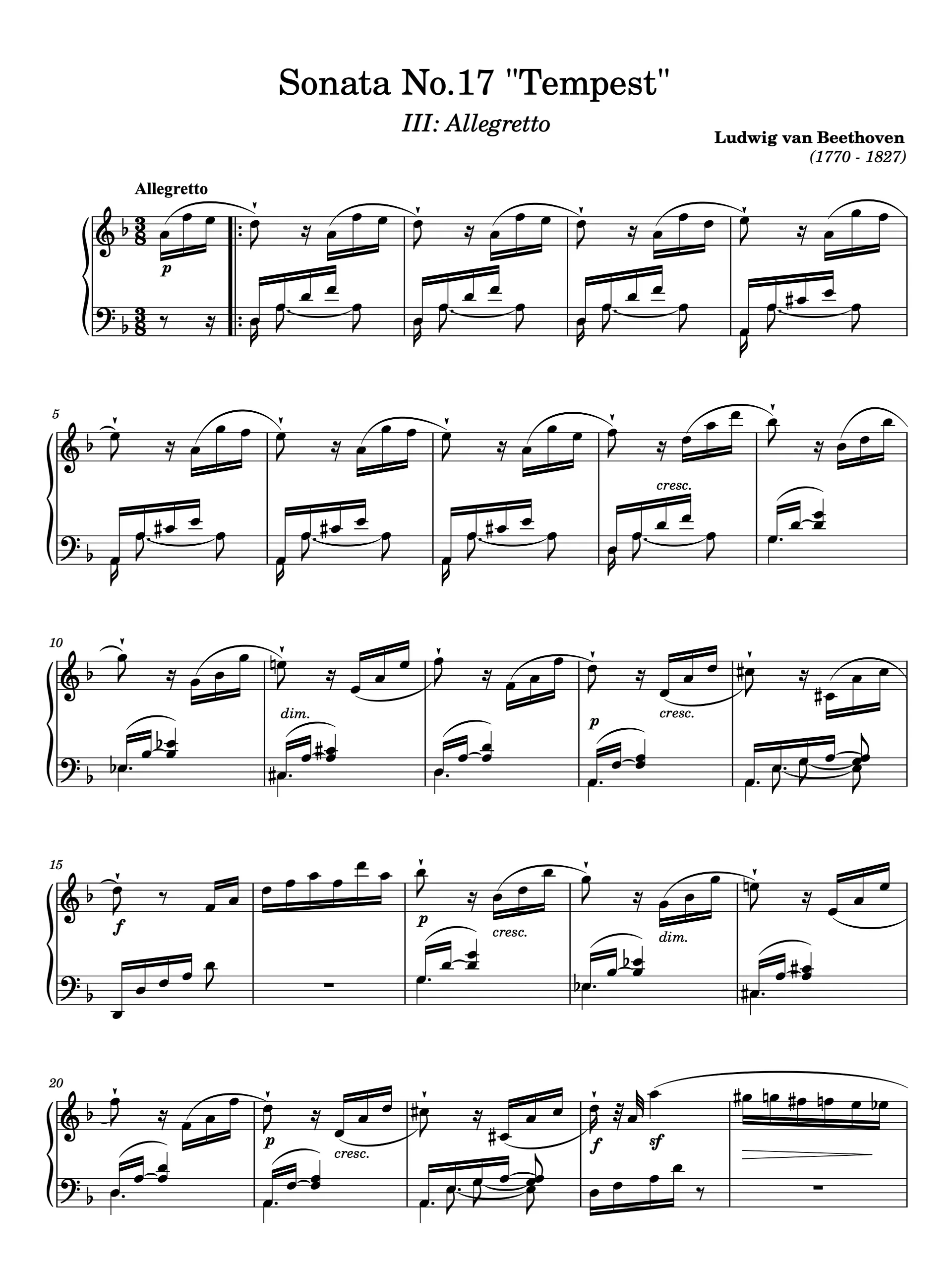 Piano Sonata No. 17 in D Minor, Op. 31, No. 2 “Tempest”: III. Allegretto product image (1)