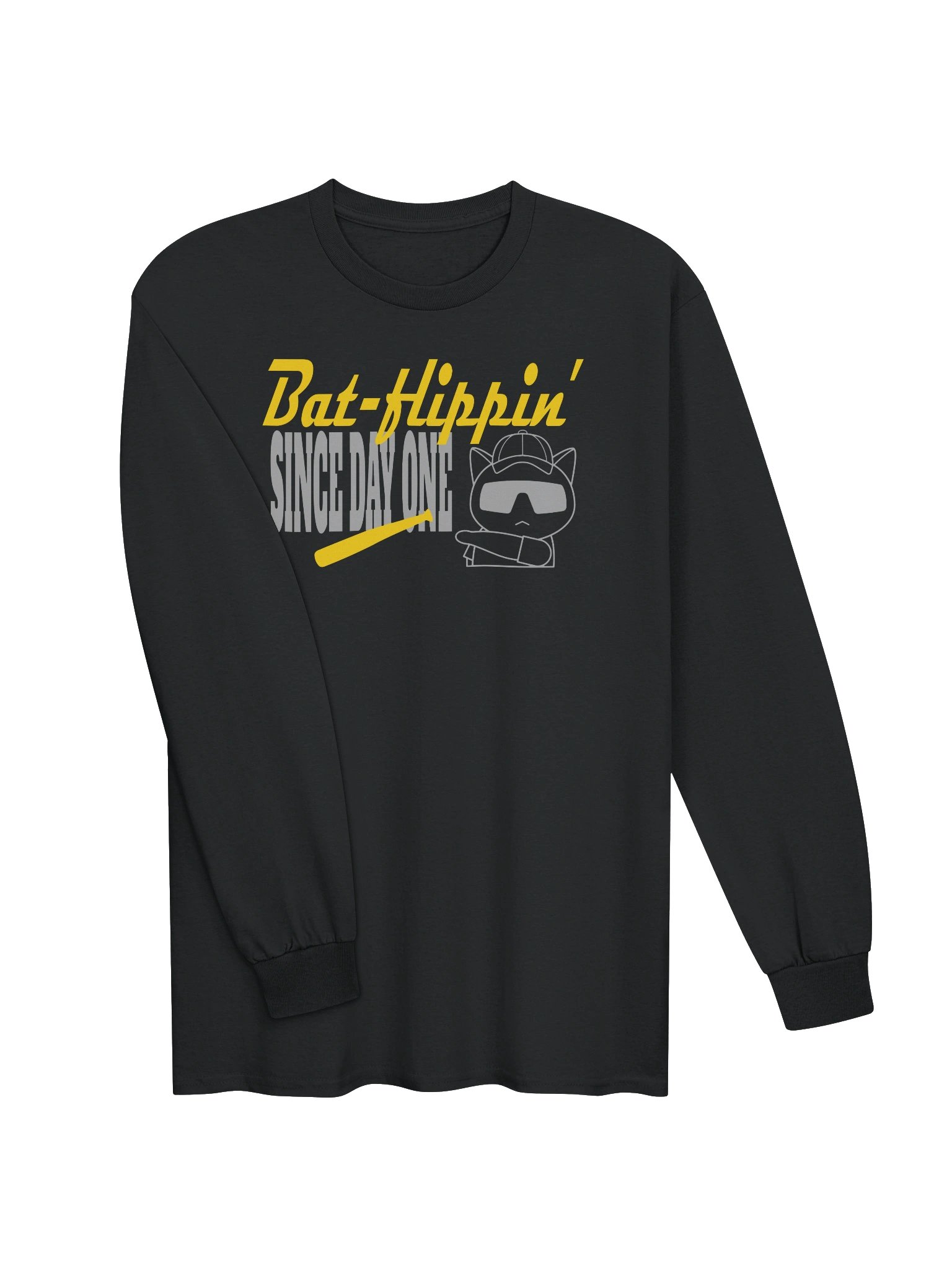 Baseball Cat (Bat-flippin' Since Day One) - Unisex Adult Long Sleeve T-shirt product image (2)