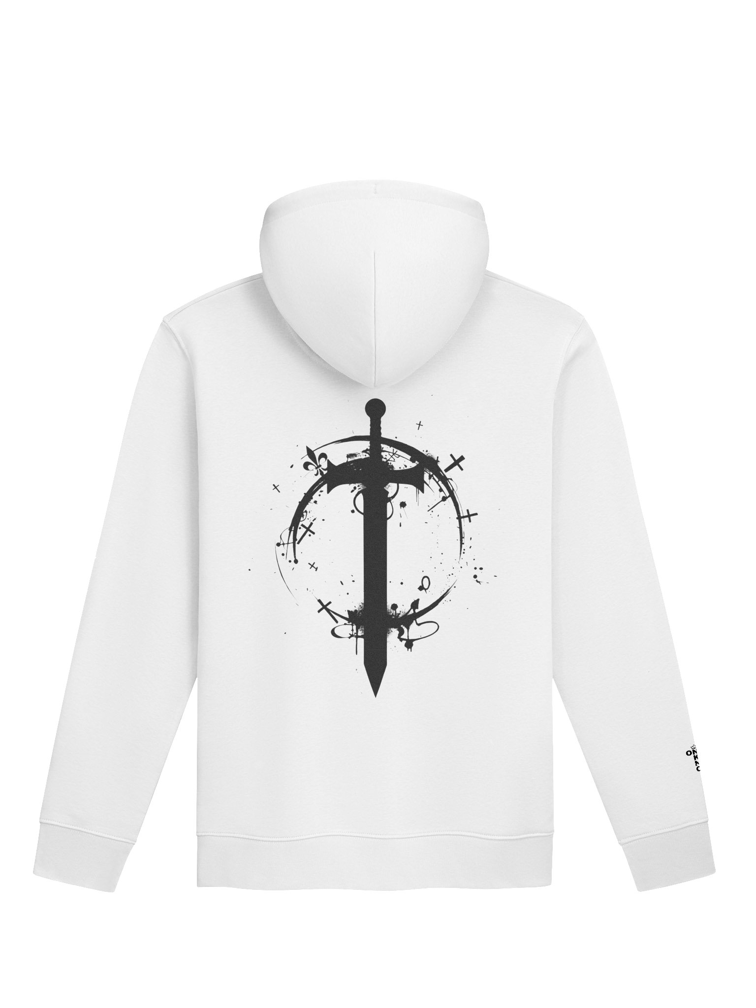 ONE KING Crusader Silhouette 100% Organic Cotton Premium Street Hoodie with embroidered sleeve logo product image (1)
