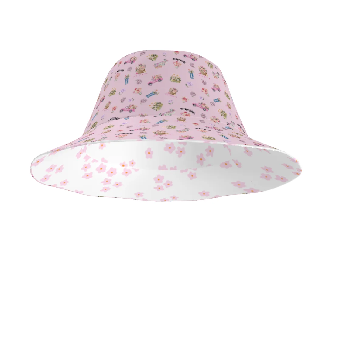 PINK DAISY COTTAGE PATTERN BUCKET HAT REVERSIBLE - Diesen Hut hat niemand ausser Dir ! product image (3)