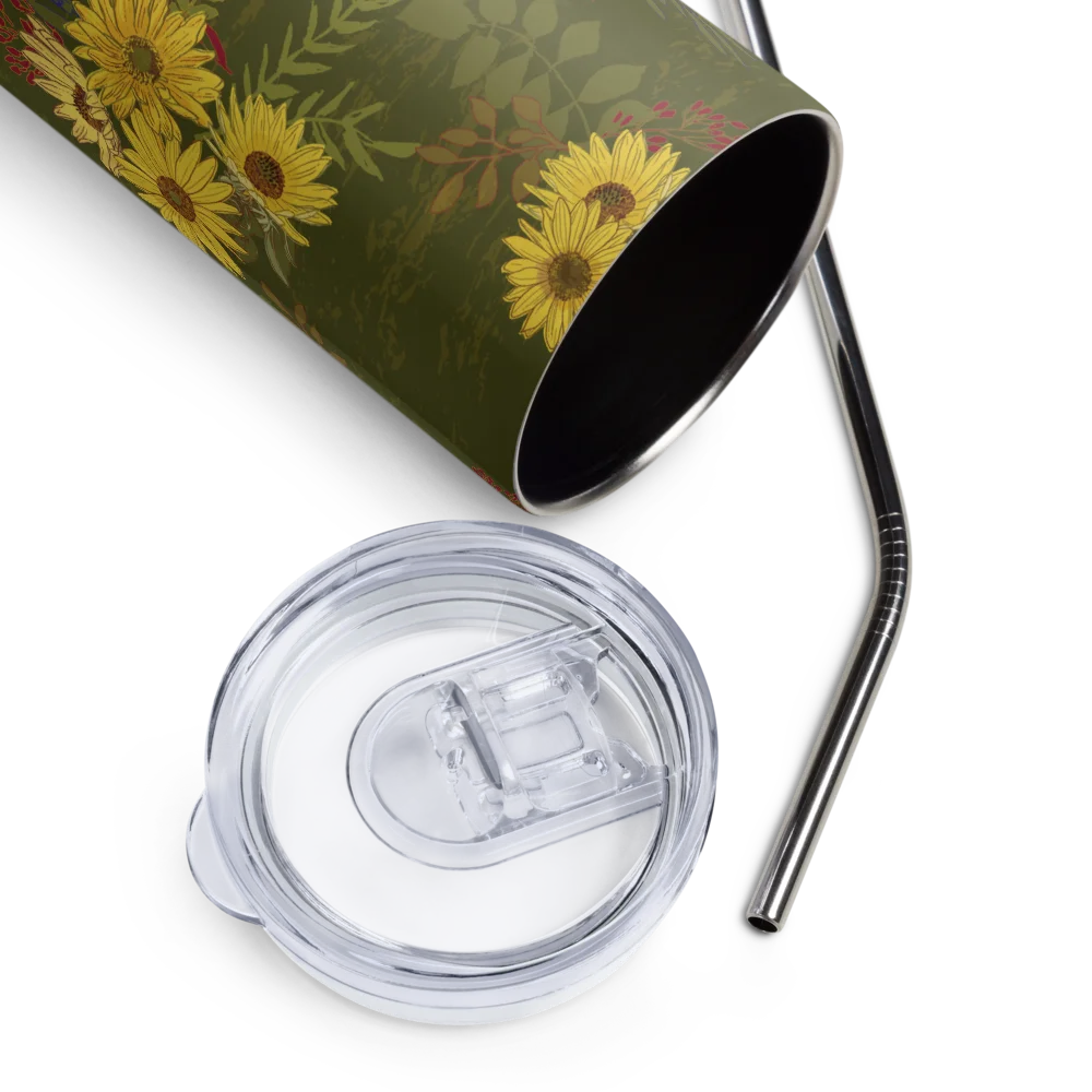 Helianthus Sunflower 20-ounce Stainless Steel Tumbler with Straw - Green product image (5)