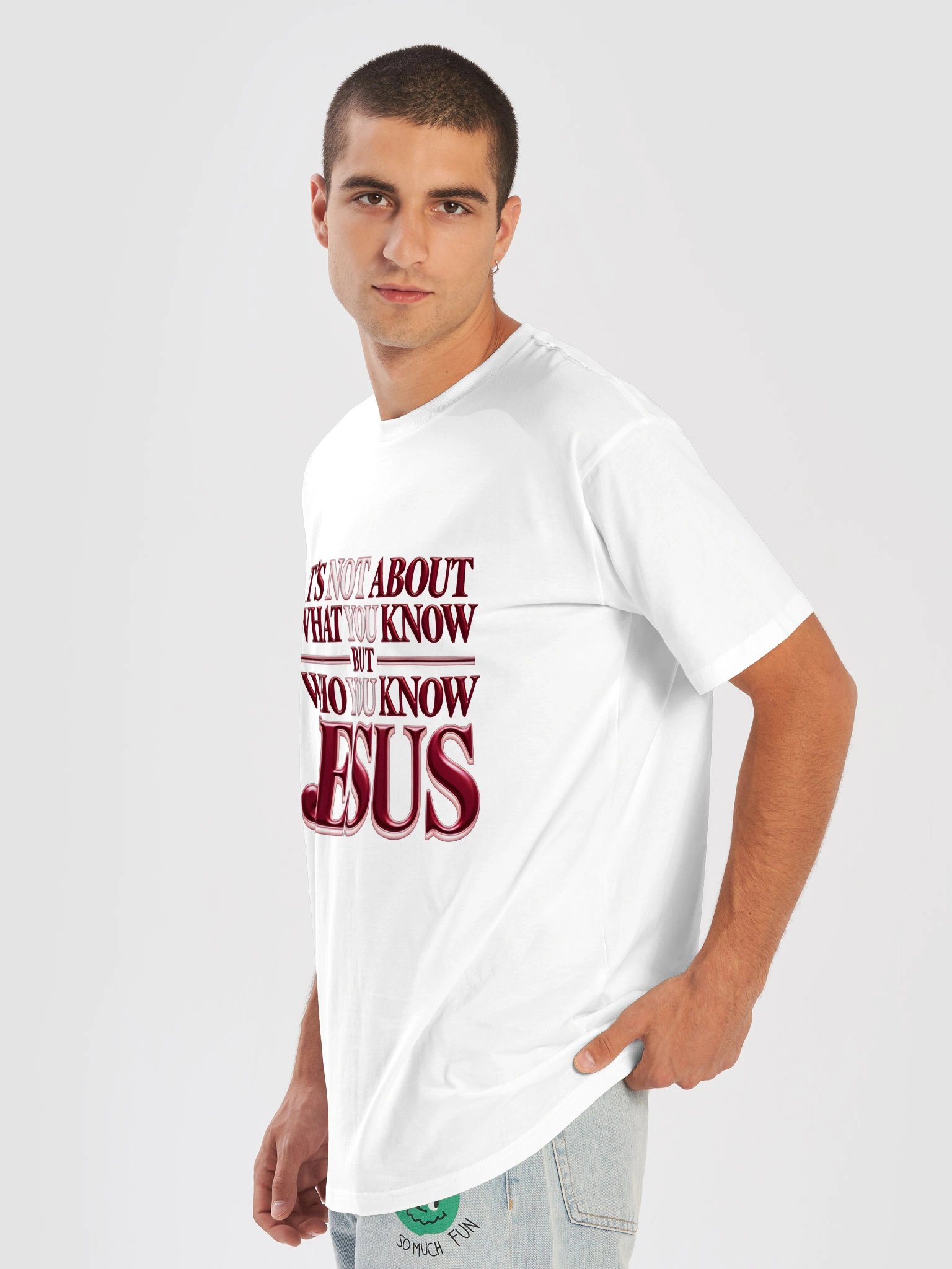 Who You Know: JESUS Burgundy & Blush Premium T-Shirt product image (7)