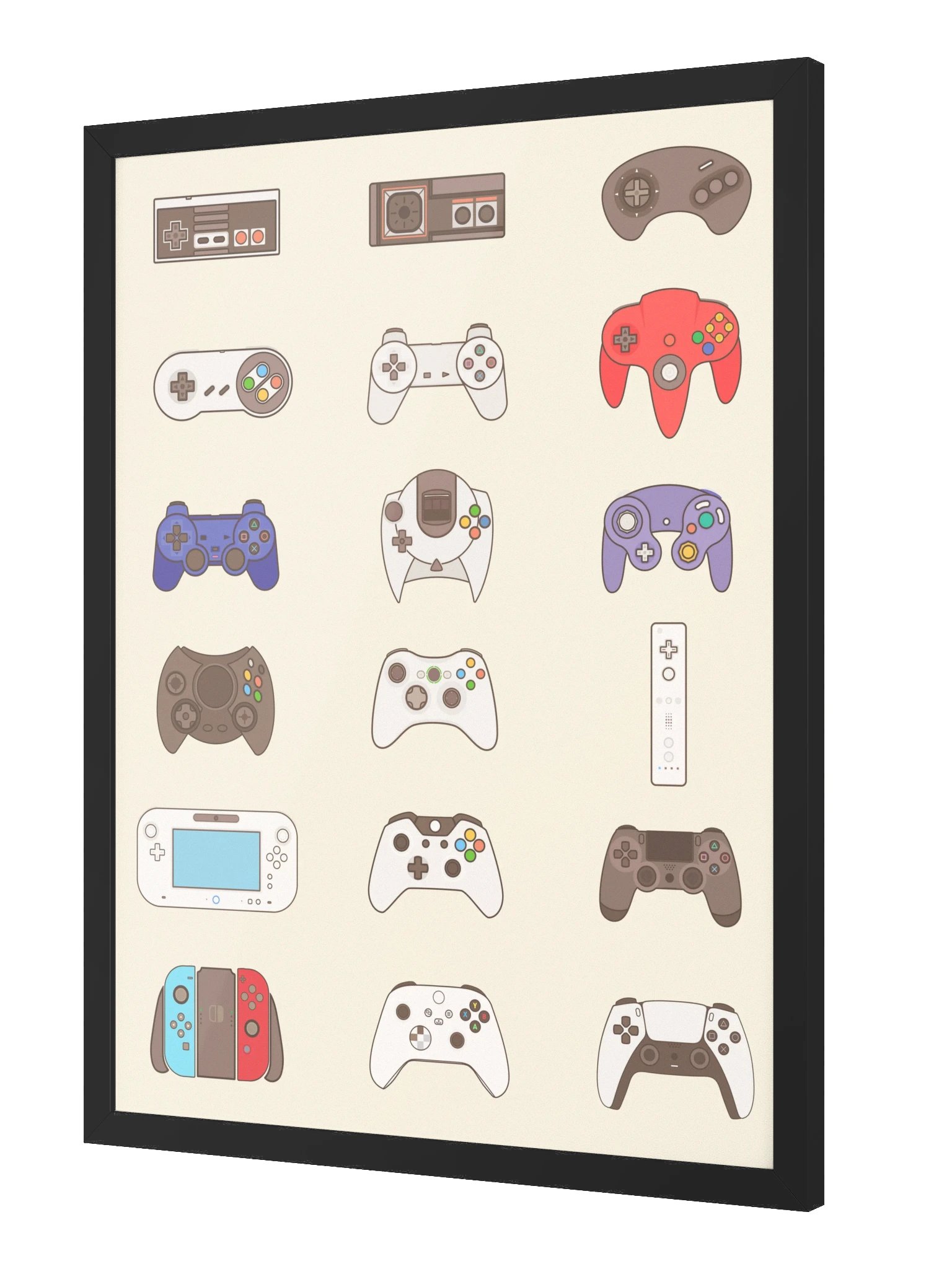 Video Game Controller Evolution (Beige) [3x4] | Framed product image (2)