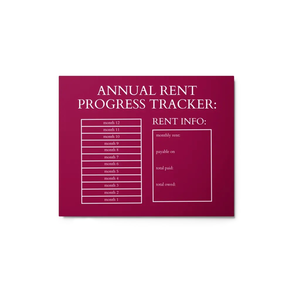 HIGHFALUTIN ANNUAL RENT TRACKER (white design 7) product image (1)