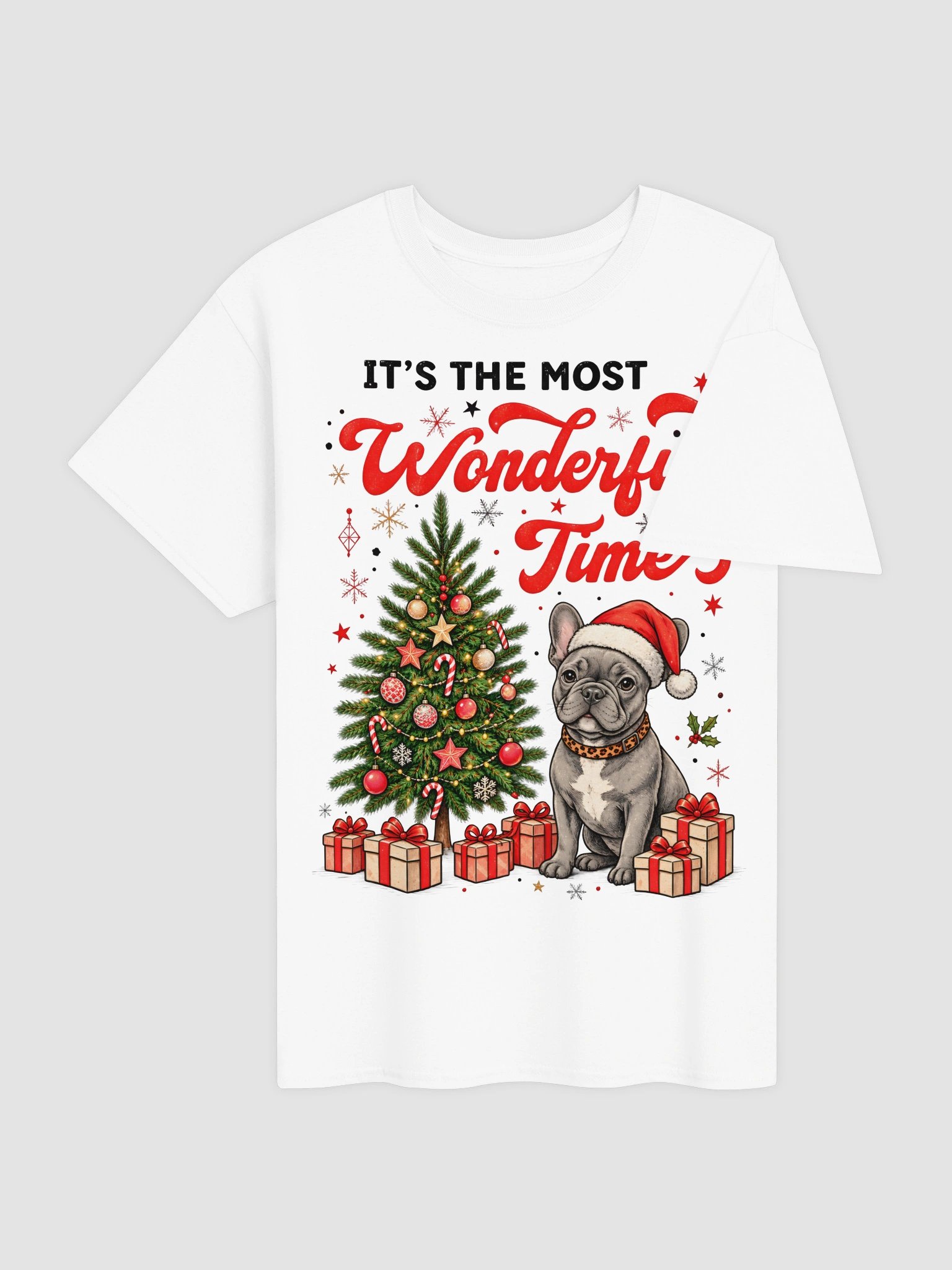 It's The Most Wonderful Time French Bulldog Christmas Shirt - Santa Frenchie Xmas Tree T-Shirt product image (3)