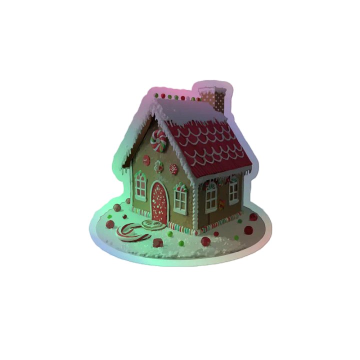 Festive Gingerbread House Holographic Stickers product image (2)