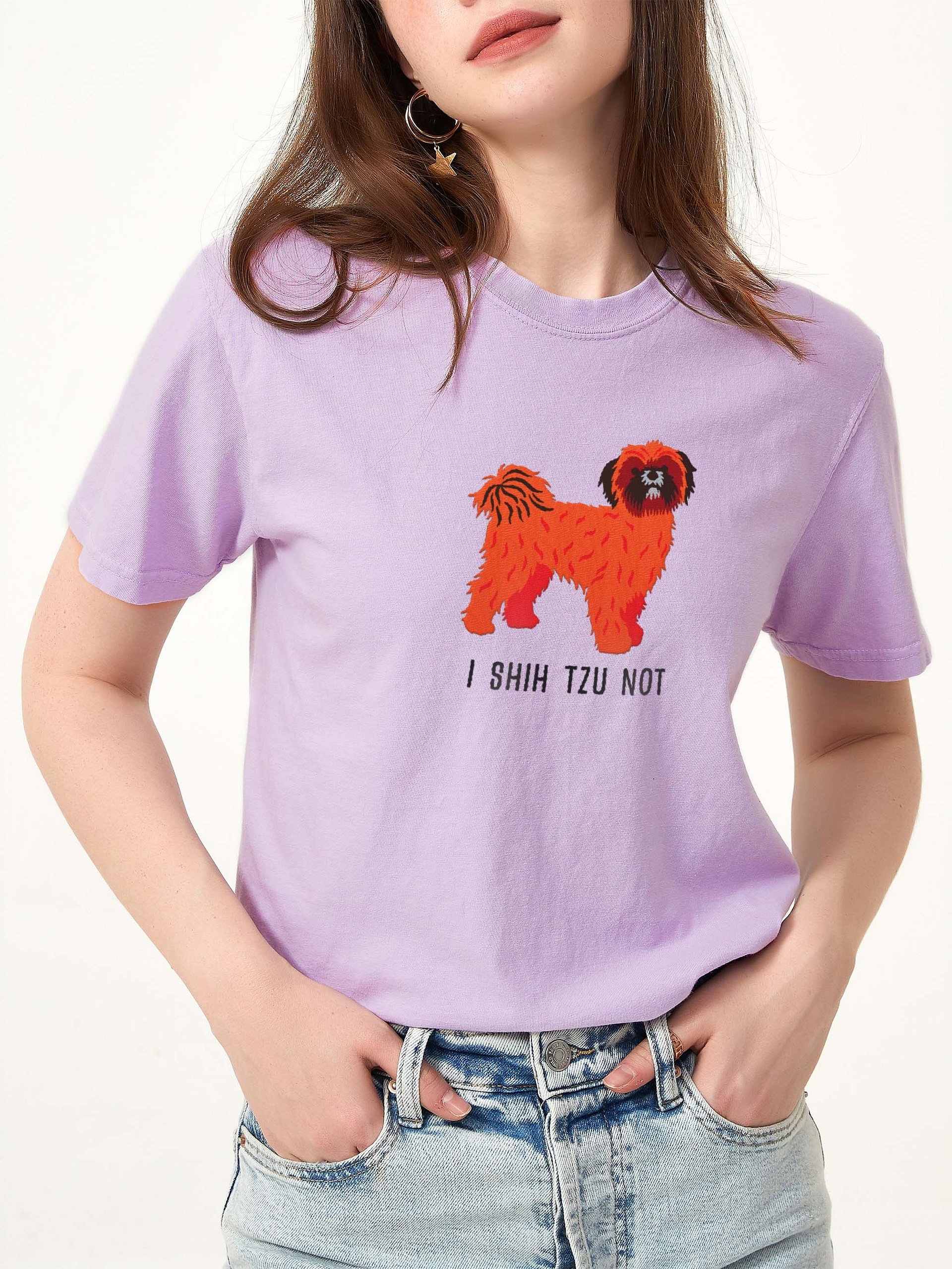 I Shih Tzu Not T-Shirt(Embroidered) of a Shih Tzu(Red, Black Mask) product image (2)