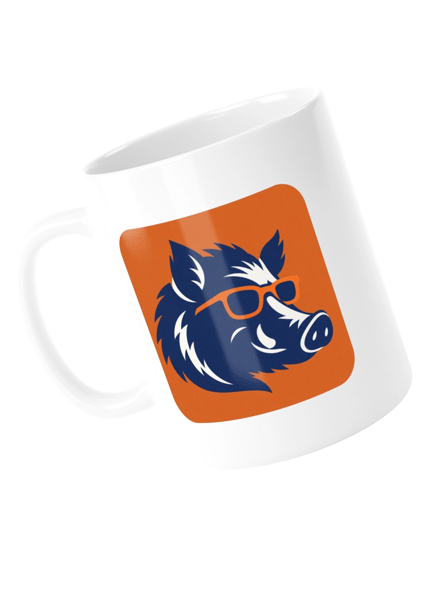 Curious Hog Orange Badge White Mug product image (3)