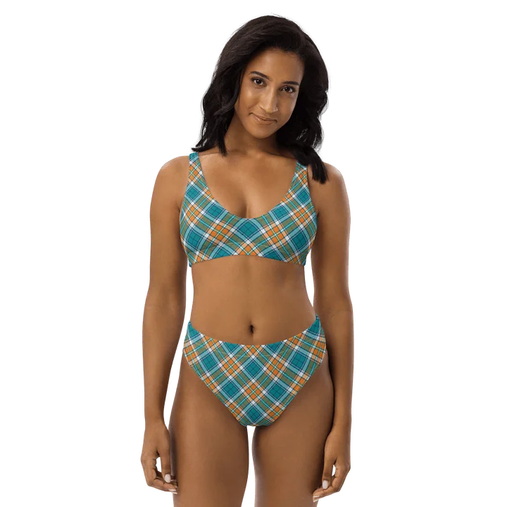 Turquoise and Orange Sporty Plaid Bikini product image (1)