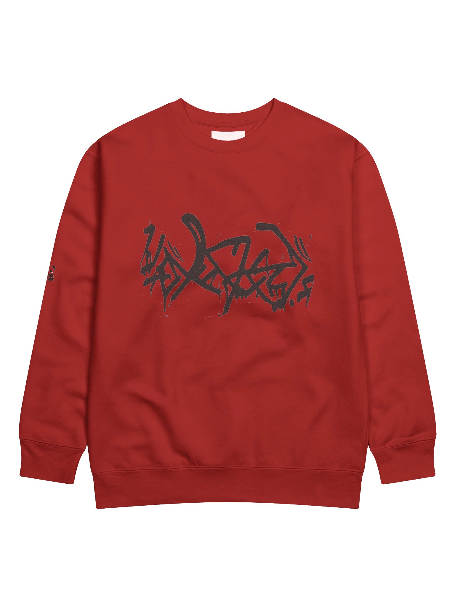 Hidenza Graffiti Tag Sweatshirt – Red Oversized Streetwear Crewneck with Panda Sleeve Detail product image (1)