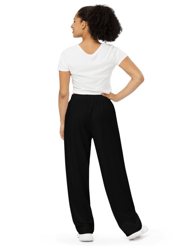 Wide Legged Comfy Pants | Black with White Text/Logo product image (3)