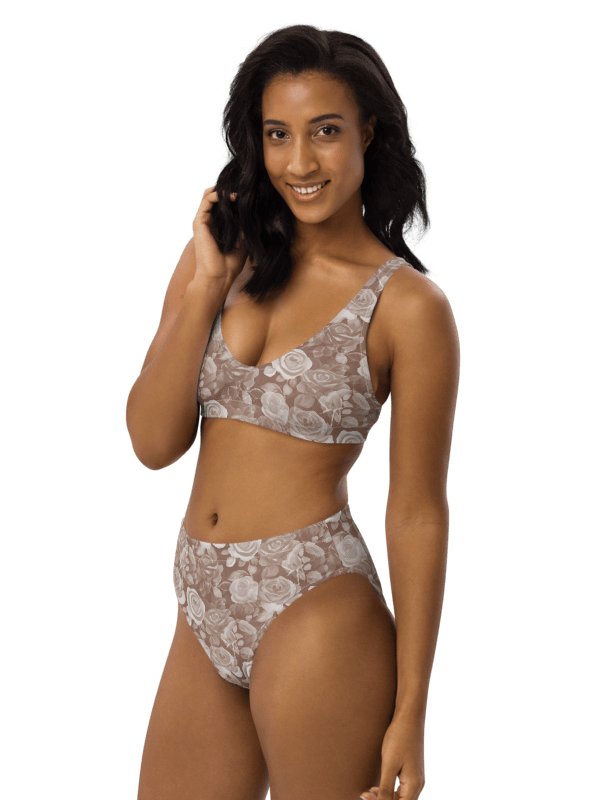Pretty Roses Brown High-Waisted Bikini product image (5)