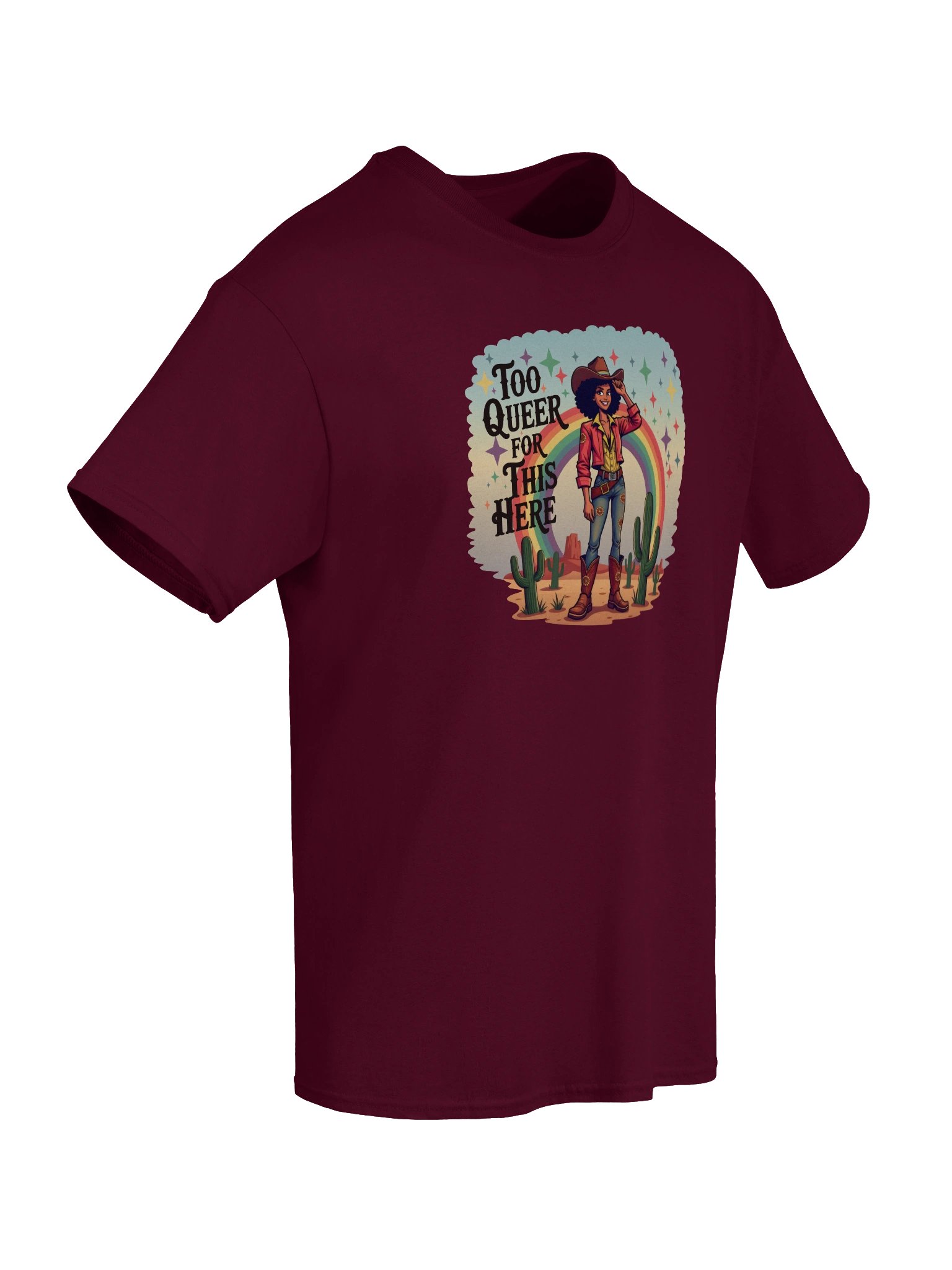 Cowgirl Too Queer For This Here Dark Version Unisex Heavyweight Graphic T-Shirt product image (7)