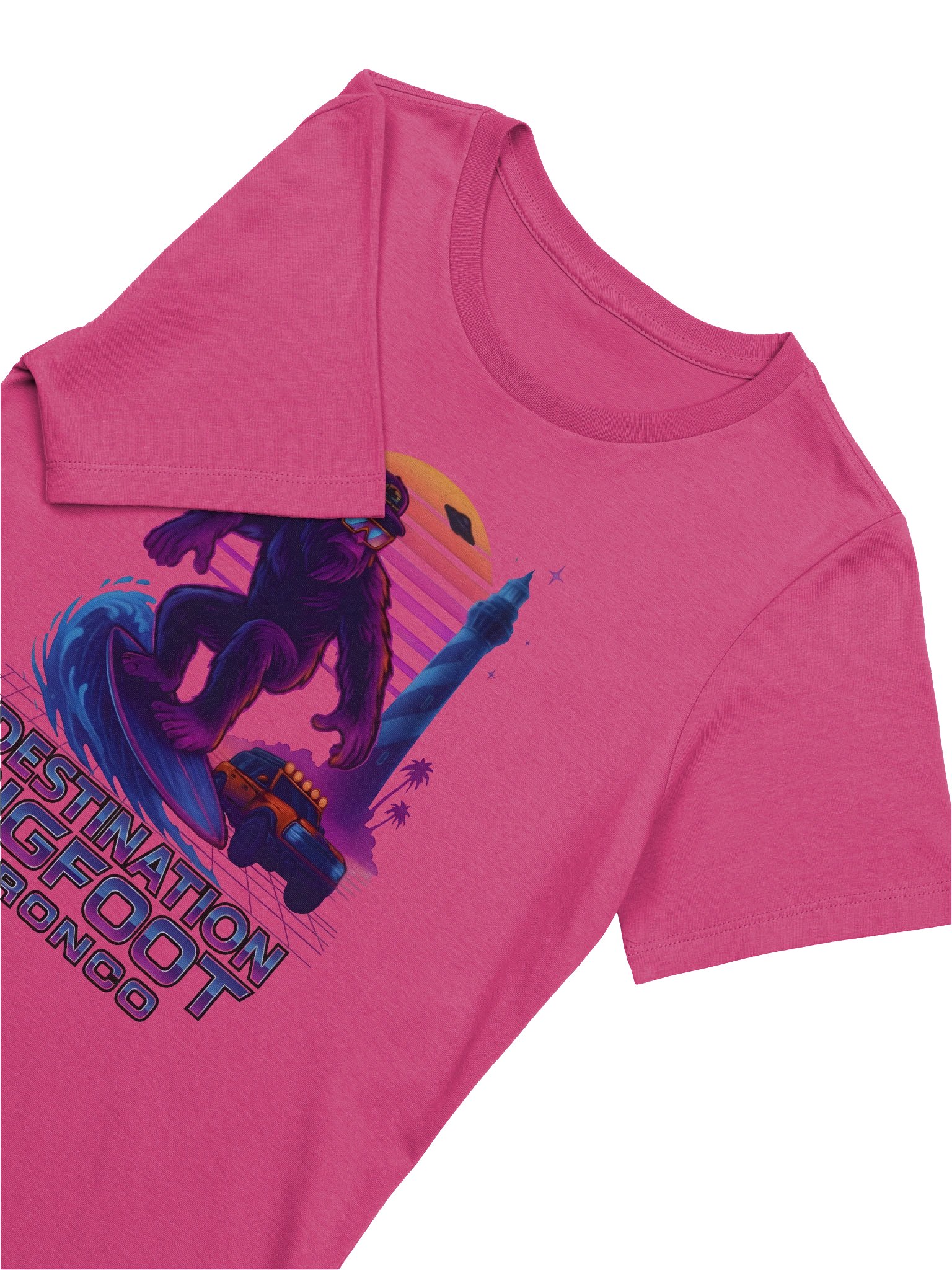 Destination Bigfoot Bronco Synthwave Bella+Canvas Women's Supersoft Relaxed-fit T-Shirt (Multiple Colors Available) product image (79)