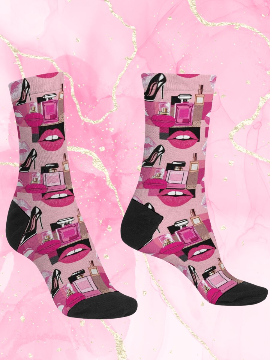 Chic Couture Pink & Black Crew Socks product image (2)