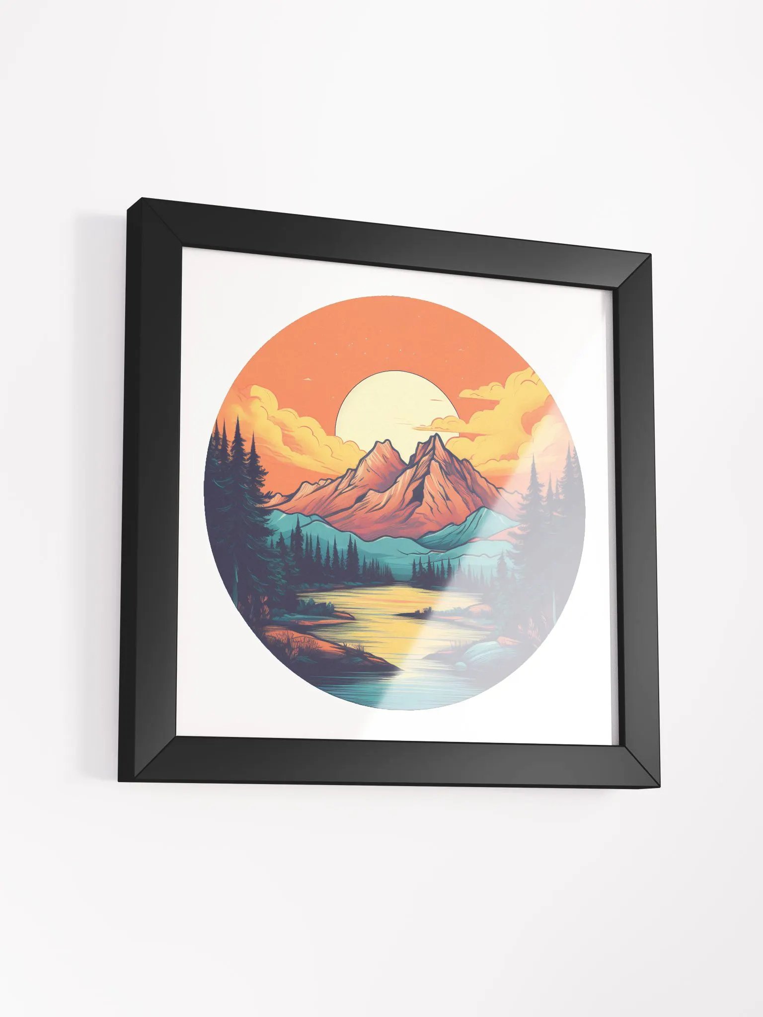 sunset mountains framed print product image (3)