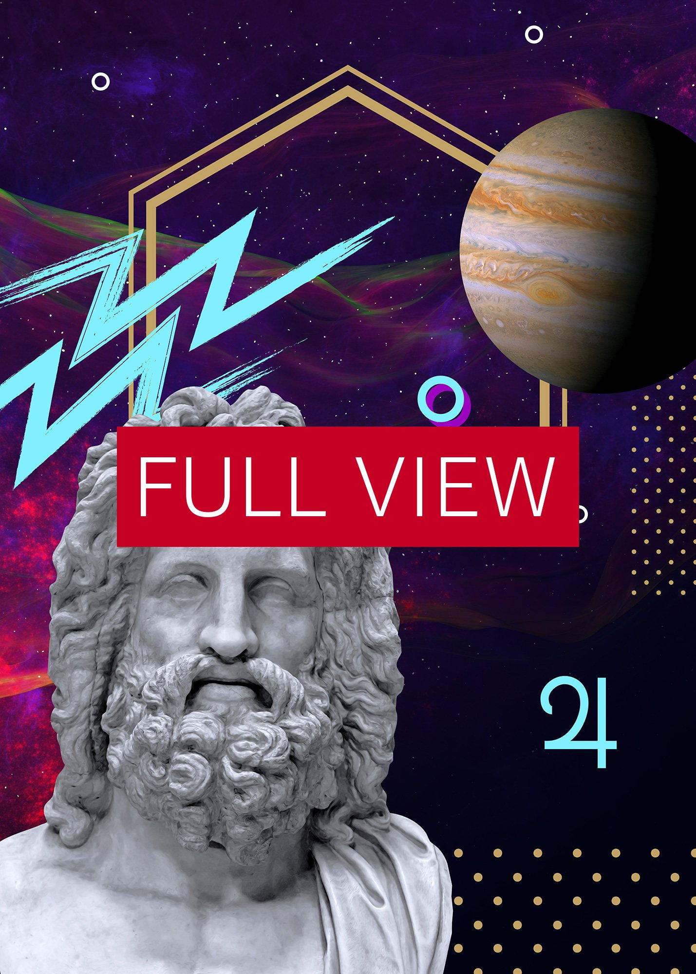 Vaporwave poster: Synthwave Gods and Planets - Jupiter (gr. Zeus) [synthwave/vaporwave/retrowave/cyberpunk] — aesthetic poster product image (4)