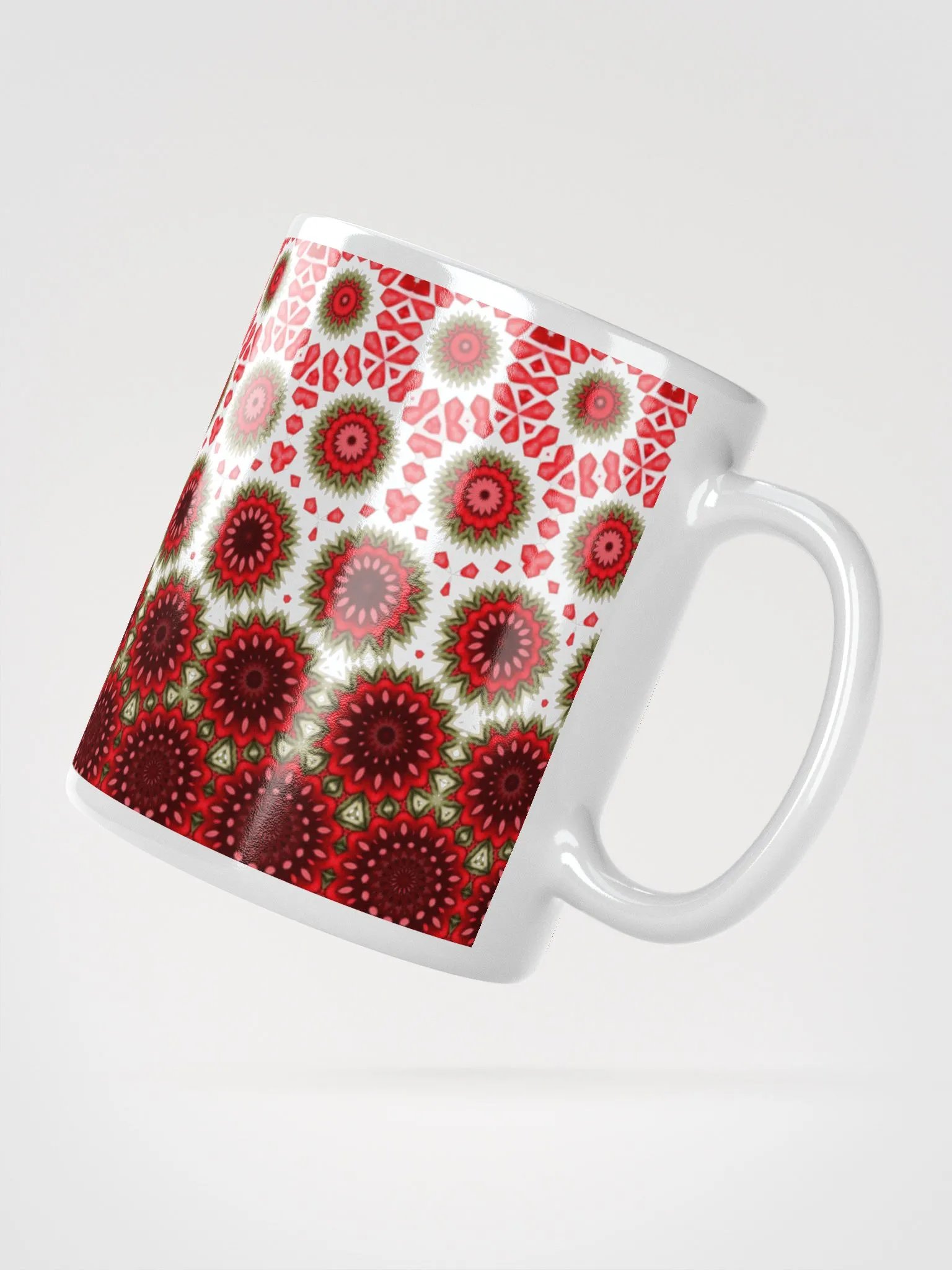 Red Green & White Daisy Ceramic Mug product image (2)